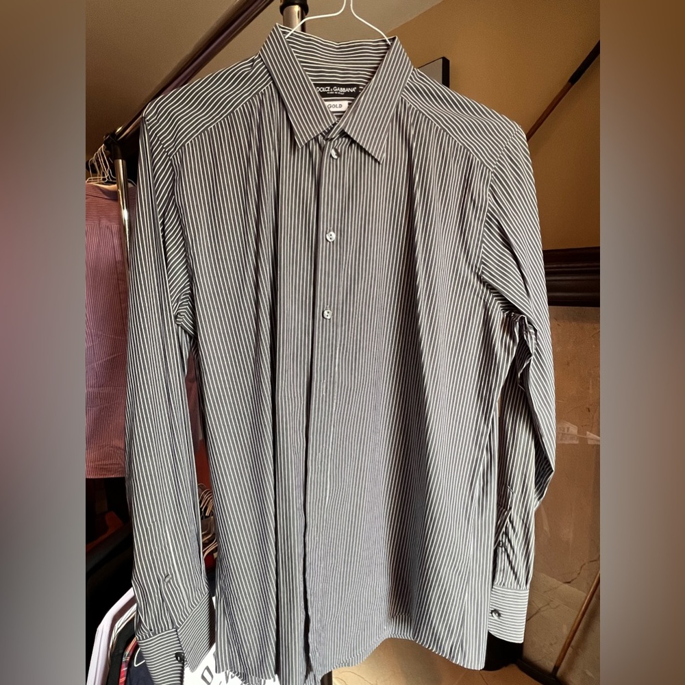 Dolce and Gabbana (Gold) Men’s Large Dark Blue dress shirt US neck 16.5/42